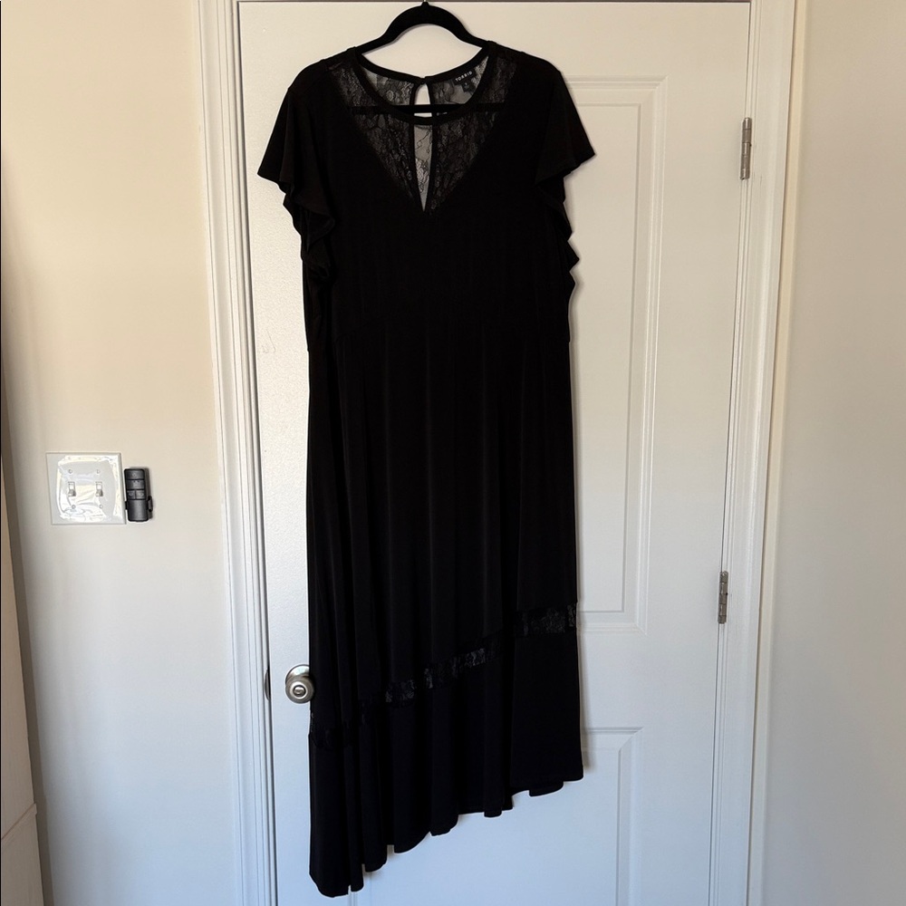Torrid Black Lace-Detail Flutter Sleeve Dress